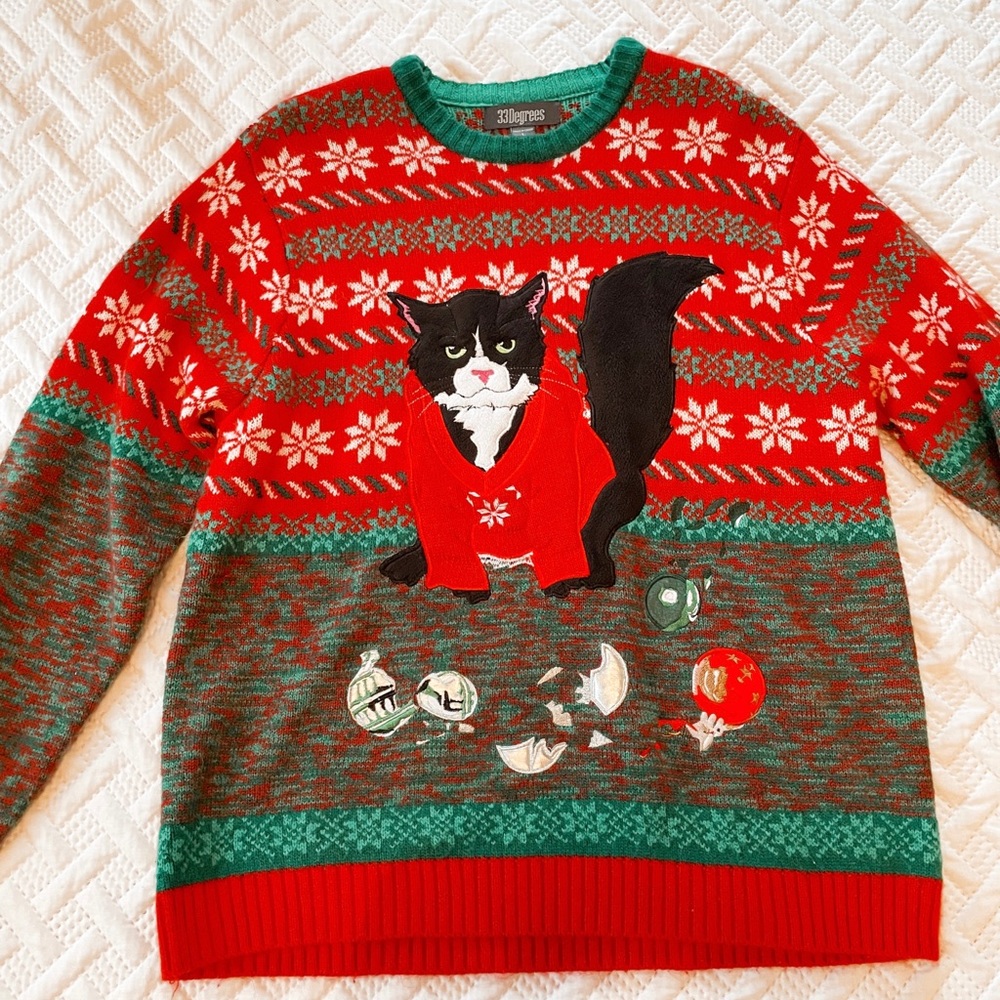 Cat Ugly Christmas Sweater | Large